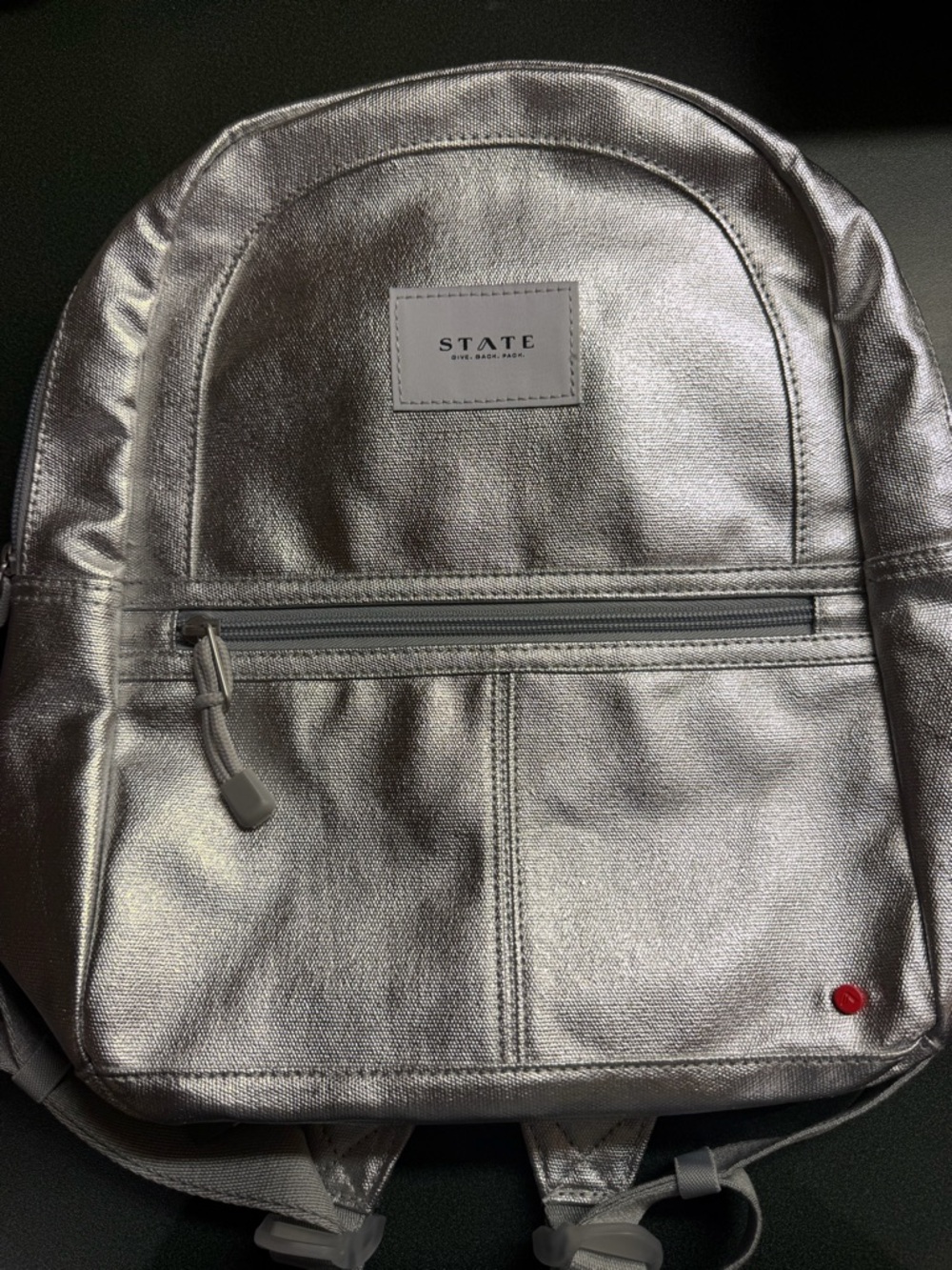 STATE Silver Metallic Backpack